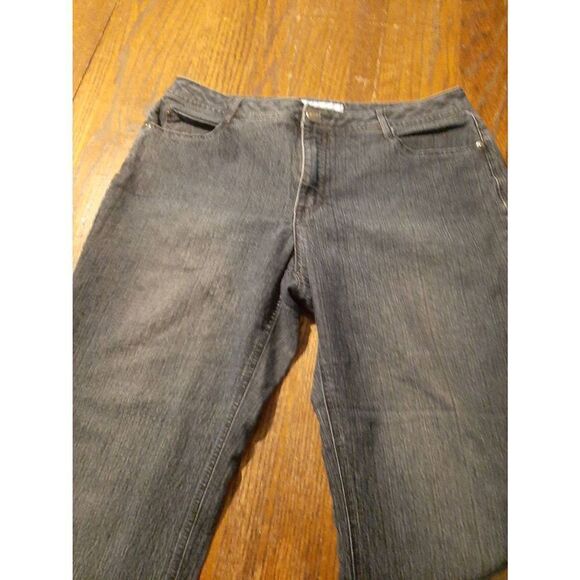 Size 12P Kim Rogers Petite Denim Blue Jeans Mid Rise with Pockets Belt Loops - Picture 2 of 5